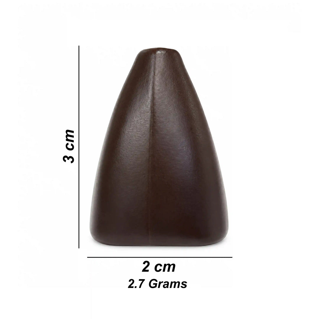 ANI Accessories dark brown bell-shaped cord end cap size chart: 3 cm height, 2 cm width and 2.7 grams weight With White color Background 