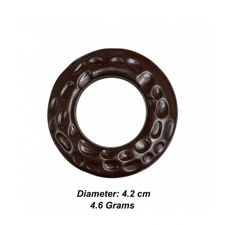 ANI Accessories dark brown hammered O-ring buckle size chart: 4.2 cm diameter and 4.6 grams weight with white color background 