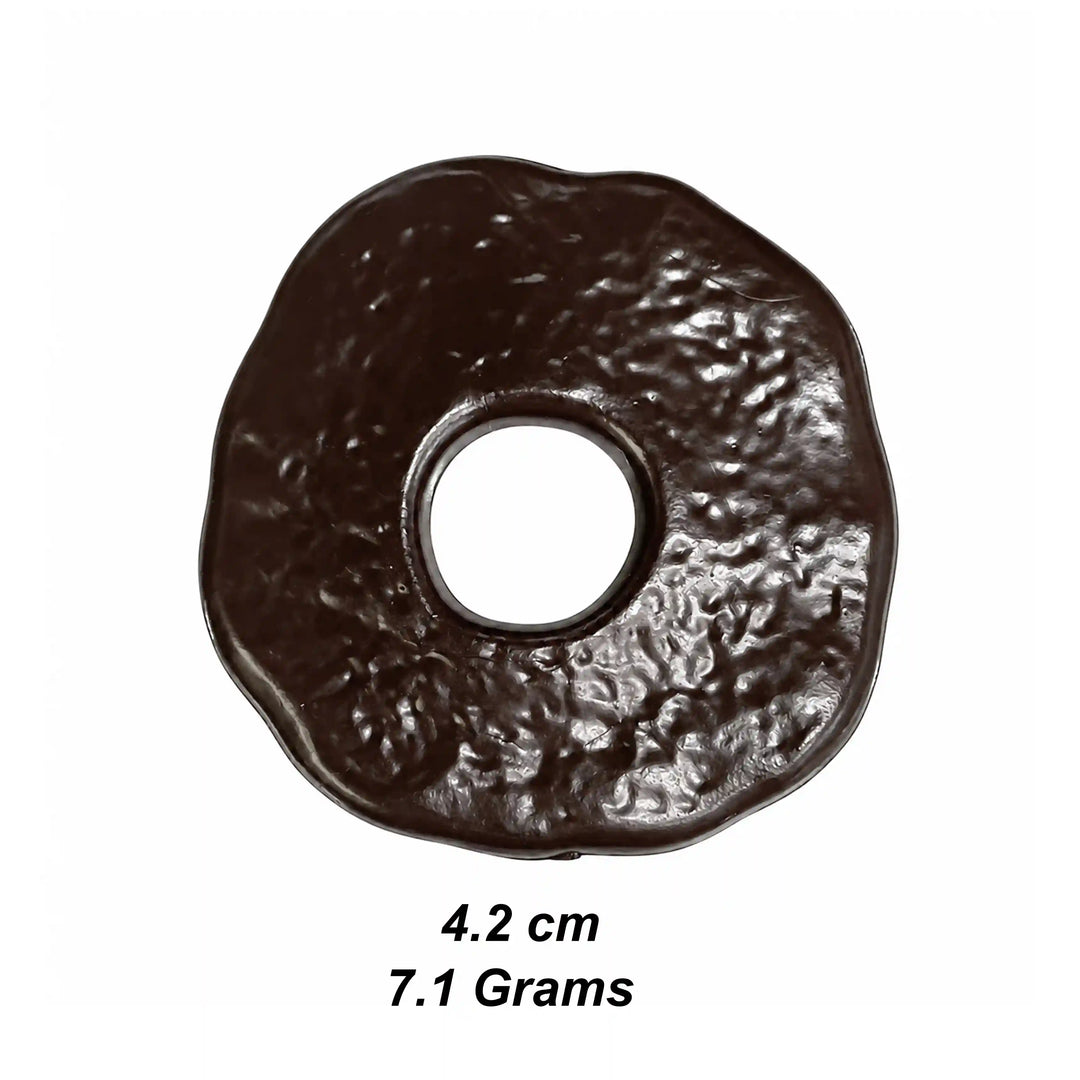 ANI Accessories dark brown textured donut pendant charm size chart: 4.2 cm diameter and 7.1 grams weight With white color Background 