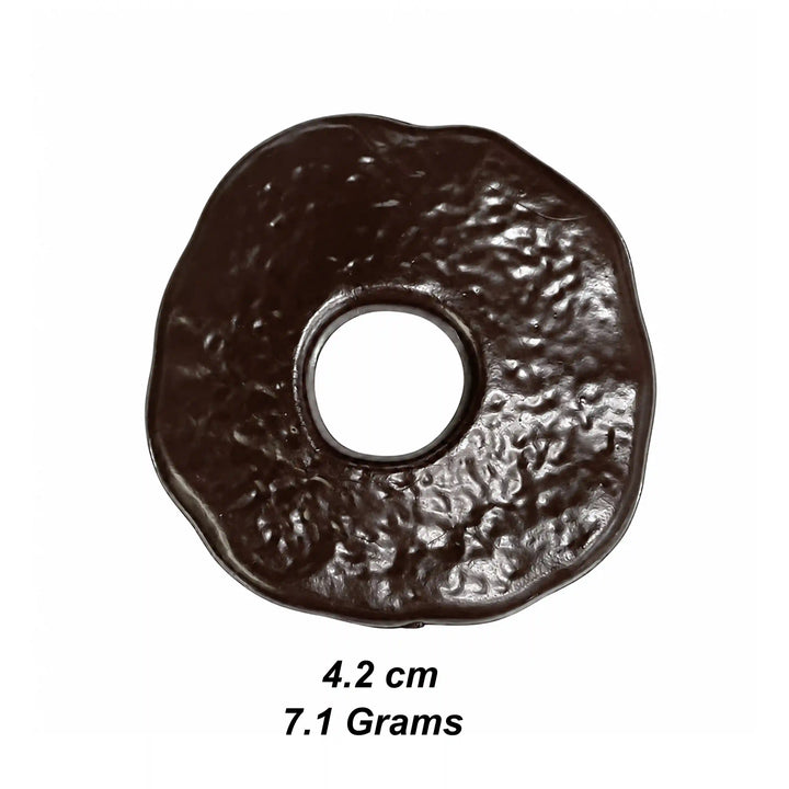ANI Accessories dark brown textured donut pendant charm size chart: 4.2 cm diameter and 7.1 grams weight With white color Background 