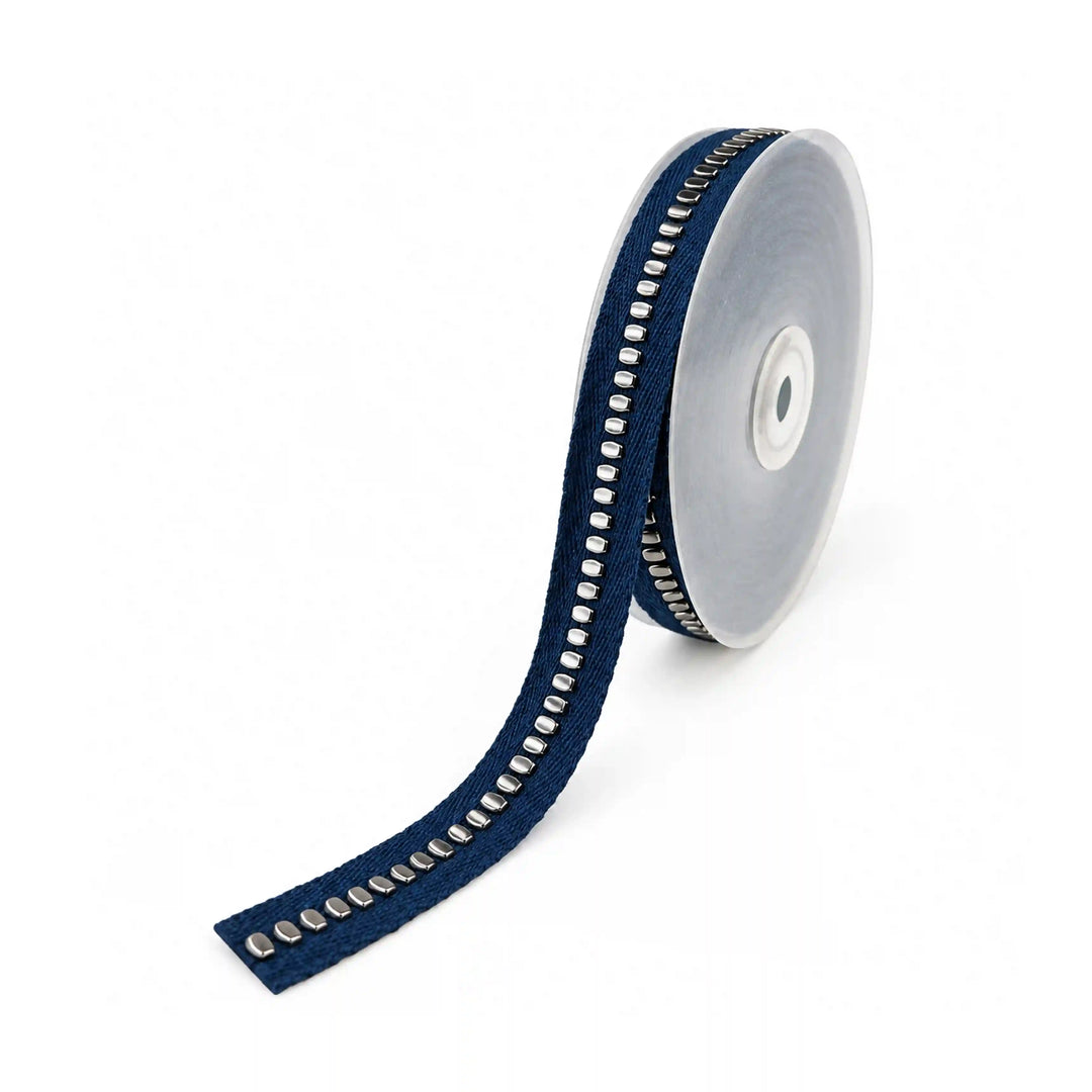 ANI Accessories denim blue studded tape metal eyelet lace on a roll, 2 cm wide 