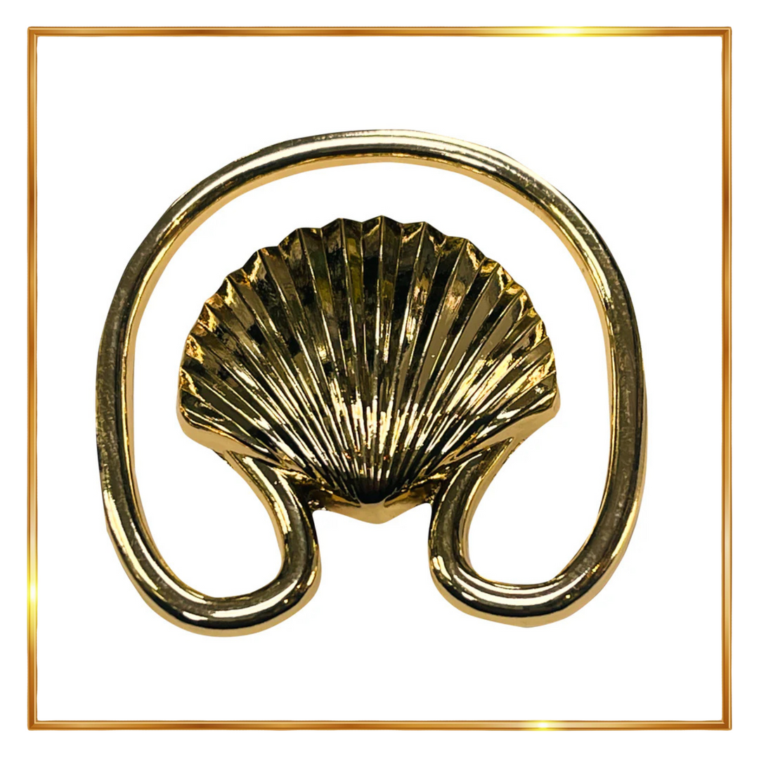 Golden Clam Seashell Metal Buckle