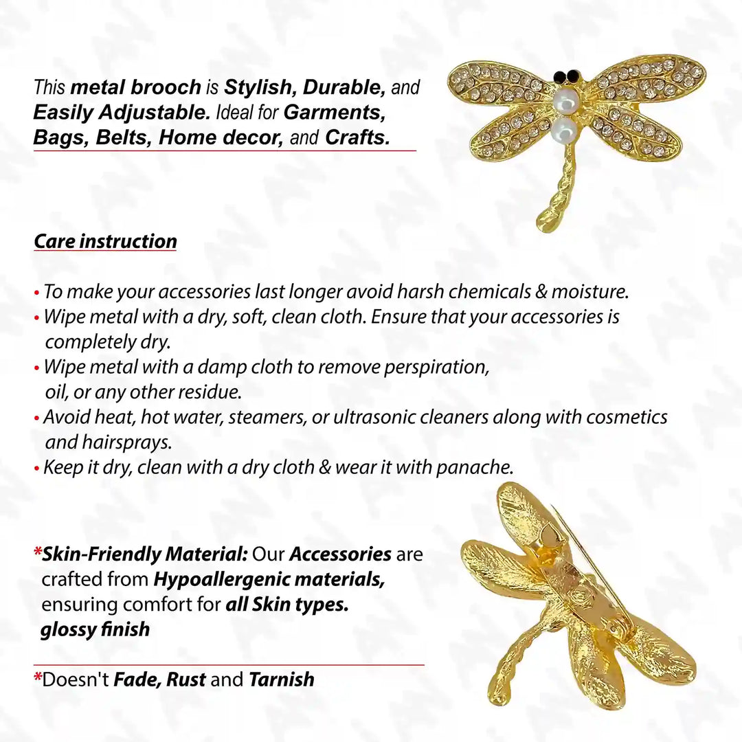 Elegant dragonfly pearl brooch with a glossy finish, perfect for fashion accessories and home decor