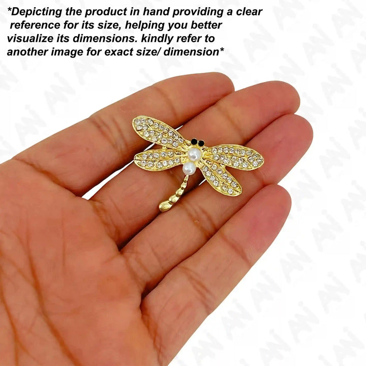 Stunning dragonfly pearl brooch with sparkling rhinestones and a pearl detail, perfect for elegant accessories