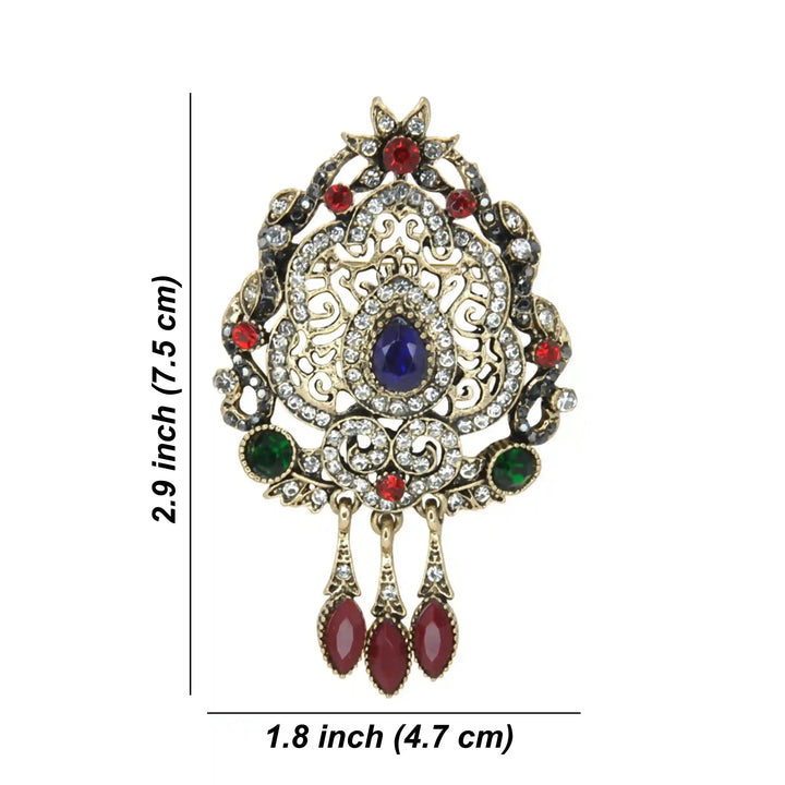 ANI Accessories Edwardian style brooch size chart: 7.5 x 4.7 cm (2.9 x 1.8 inches) 