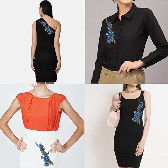 Collection of stylish outfits featuring Embroidery Flower Patch for Female Style in various designs
