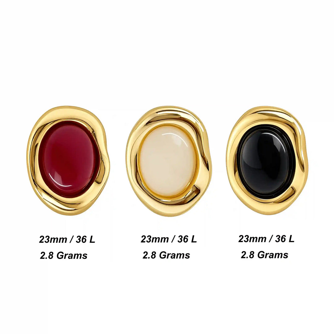 ANI Accessories enamel buttons size chart showing 23mm 36L and 2.8 grams with white color background 