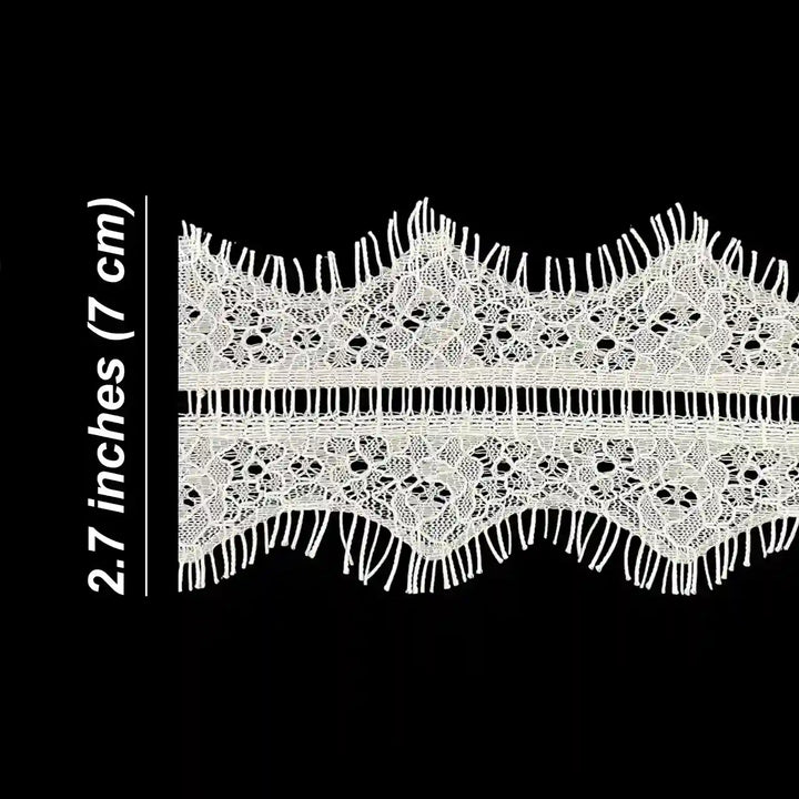 ANI Accessories eyelash lace trim size chart showing 2.7 inch (7 cm) width 