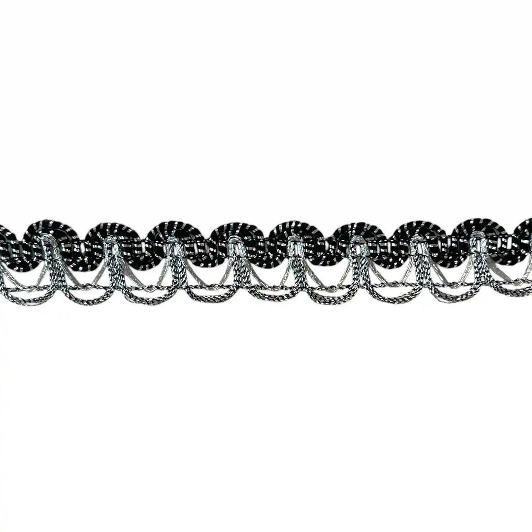 ANI Accessories fancy black and silver lace border laid flat with white color background 