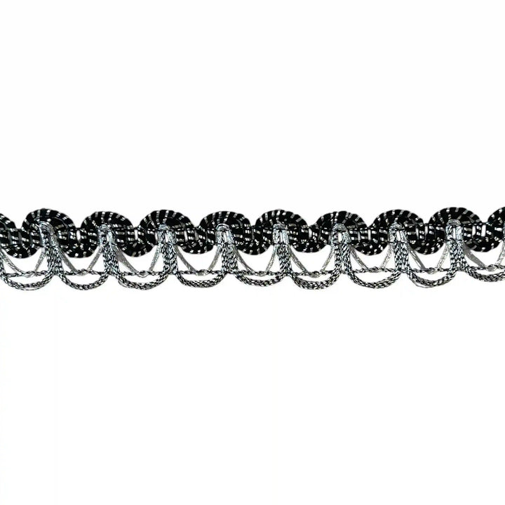 ANI Accessories fancy black and silver lace border laid flat with white color background 