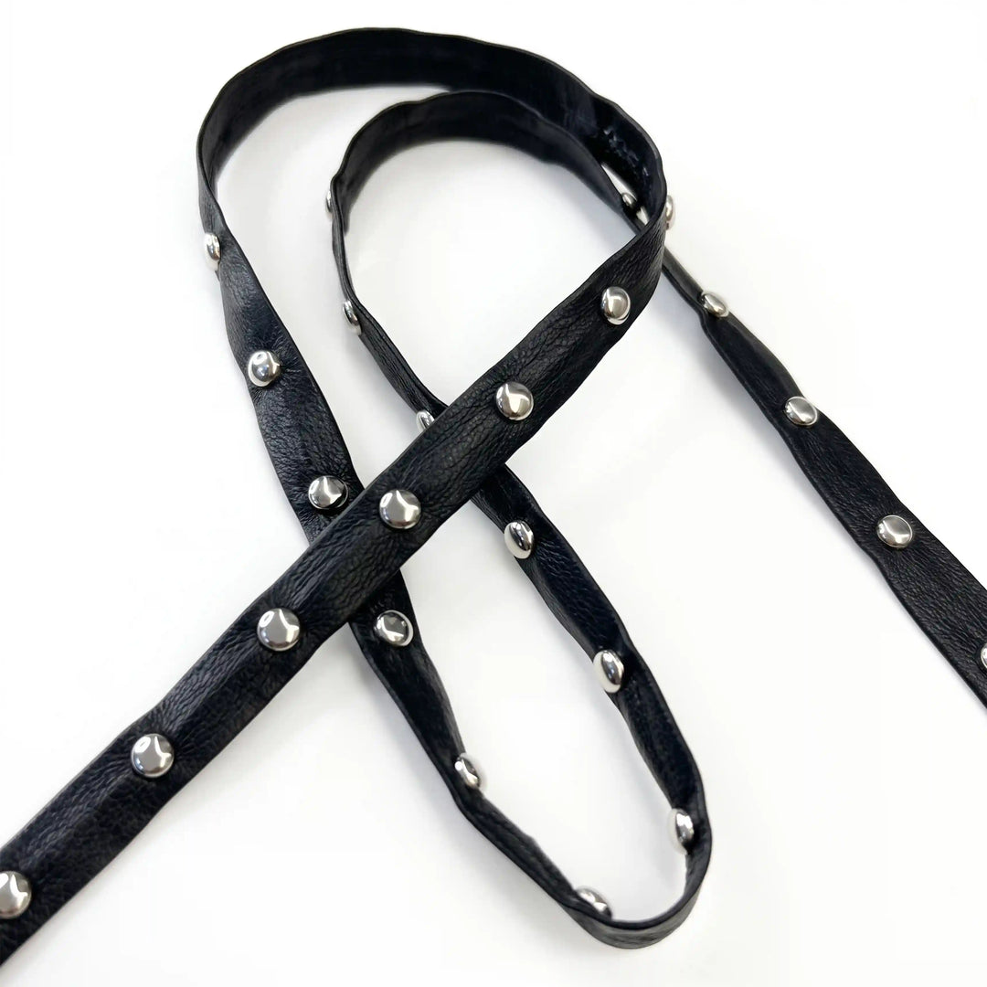 ANI Accessories faux leather strip with studs for chokers, bracelets and crafts with white color background 