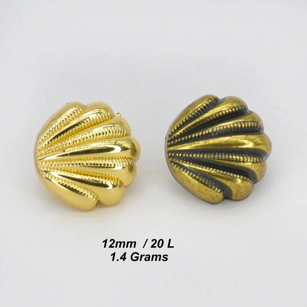 Scallop Shell Shaped Metal Button | 12mm (20L)