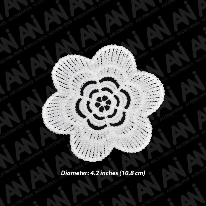 ANI Accessories floral applique patch size chart: 4.2 inches (10.8 cm) diameter 