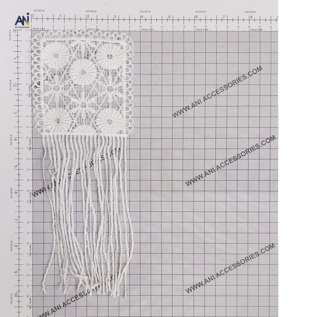 ANI Accessories floral fringe spun poly patch on a measuring grid: 10 x 3.8 inches (25.5 x 9.5 cm) 