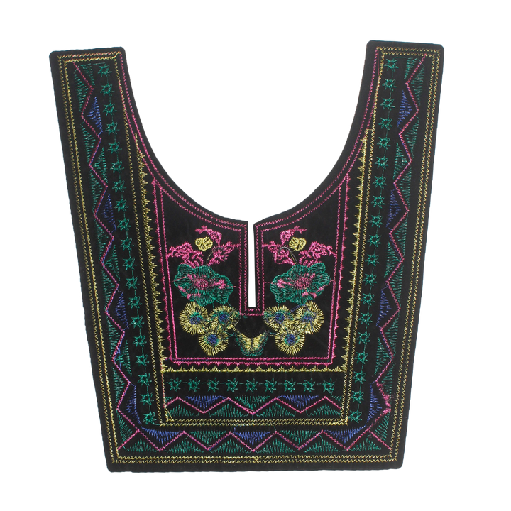 U Shape Multicolor Embroidery Neckline