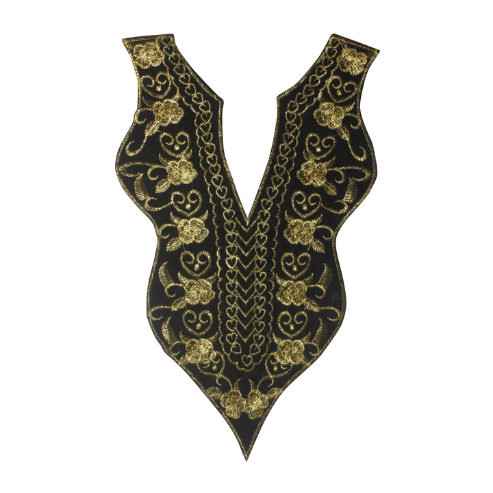 Baroque Floral Embroidered Deep V-Neckline