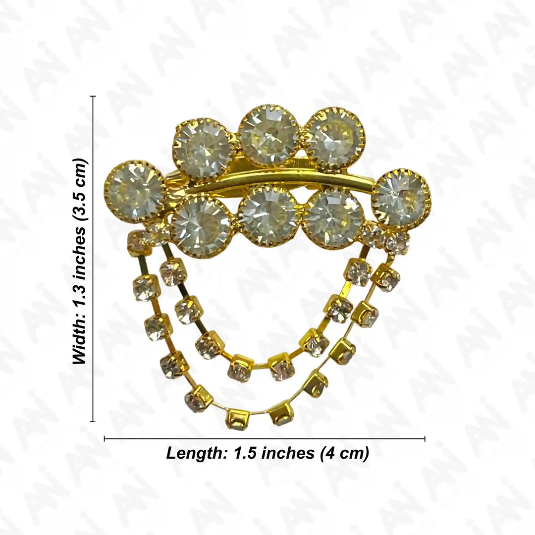 Gold Color Rhinestone & Crystal Brooch for Women's fashion with elegant design and sparkling details