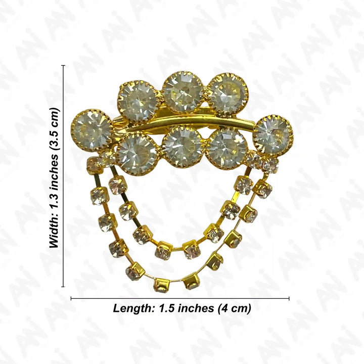 Gold Color Rhinestone & Crystal Brooch for Women's fashion with elegant design and sparkling details