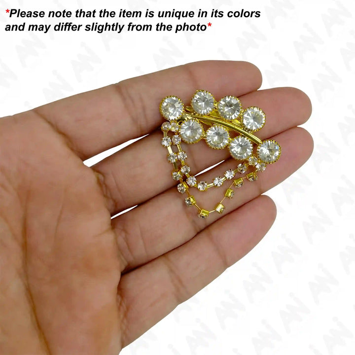 Gold Color Rhinestone & Crystal Brooch for Women's fashion, showcasing elegant design and stunning sparkle