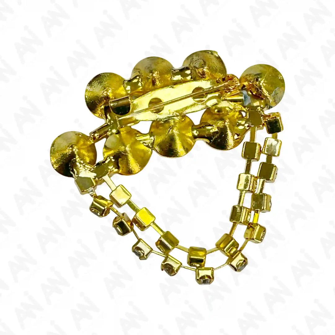 Gold Color Rhinestone & Crystal Brooch for Women's fashion featuring sparkling details and elegant design