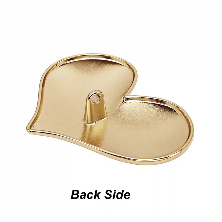 ANI Accessories gold heart shank button back side with metal loop with white color background 