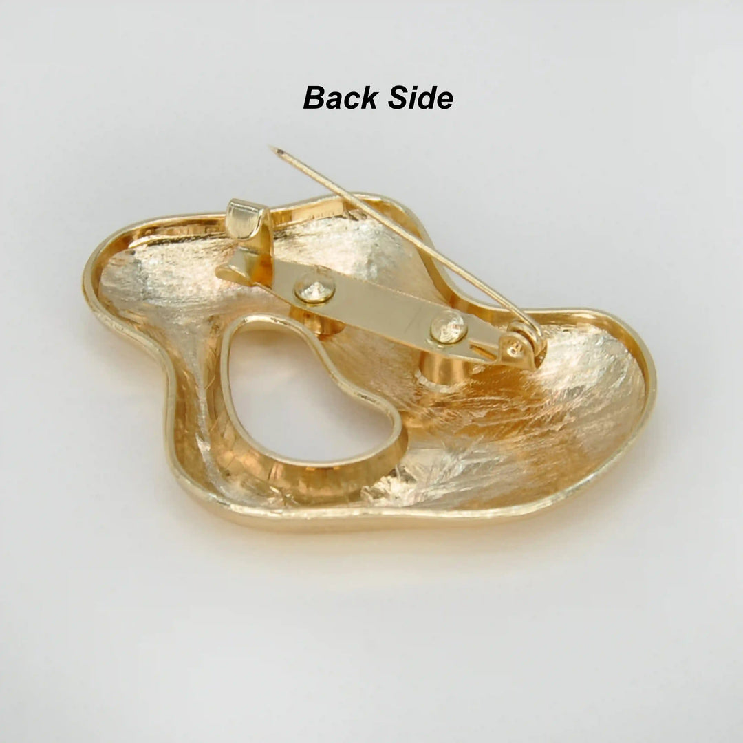 ANI Accessories gold lips metal brooch back side showing the pin 