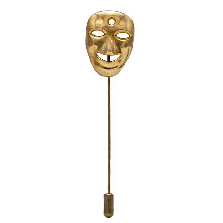 Ani Accessories gold mask lapel pin with detailed design for unique clothing accessories