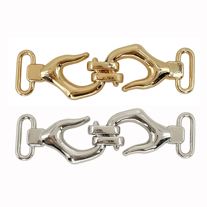 ANI Accessories gold and silver hook buckle for coat and blazer with curved hooks and centre link