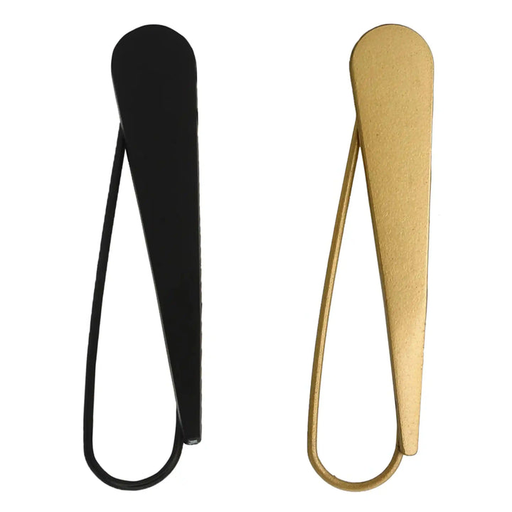 Black and gold sleek style safety pin on a white background. perfect for coat brooch, blazer brooch, saree brooch.