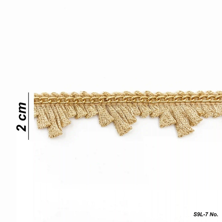 ANI Accessories golden lace border size chart: 2 cm, metal chain heading and stepped edge 