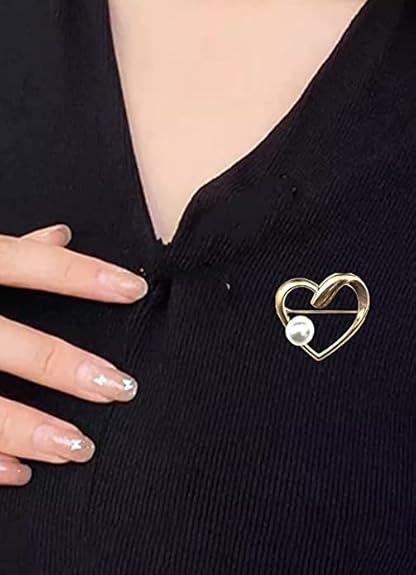 Heart Brooch with Single Pearl for Casual & Formal Wear, elegantly designed for any occasion