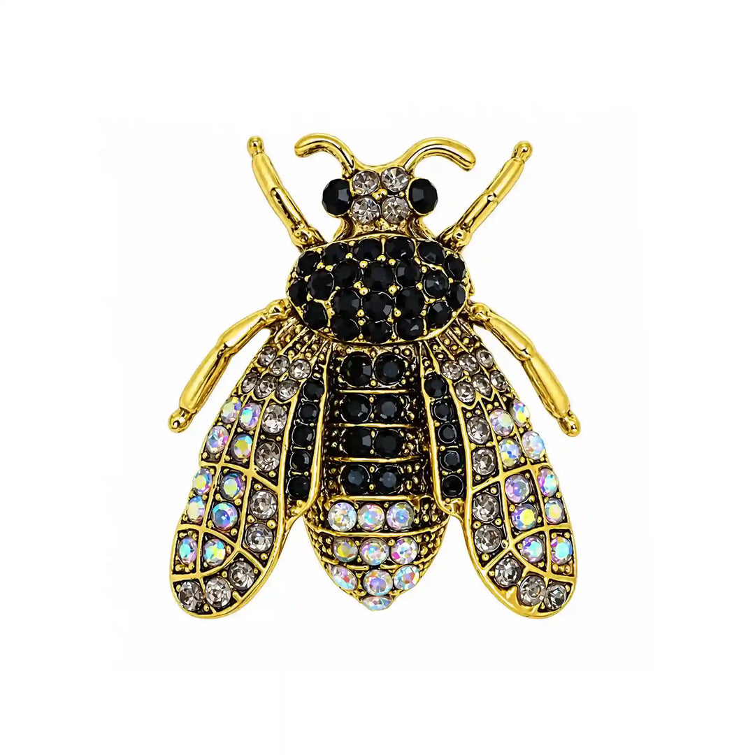 ANI Accessories honeybee brooch back side with pin with white color background 