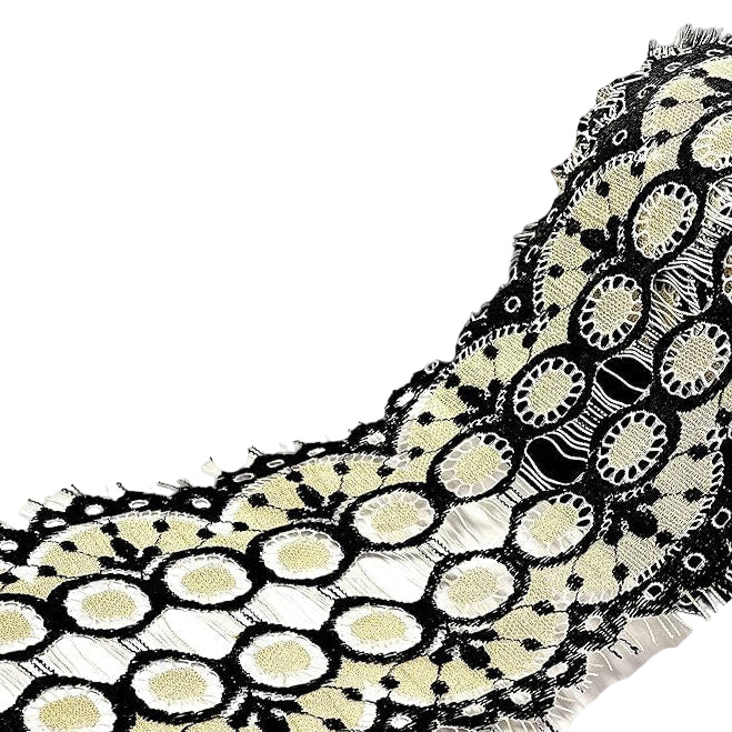 Imported 3 Meter Net Scallop Nylon Lace in Black and Cream for Crafting and Fashion Applications