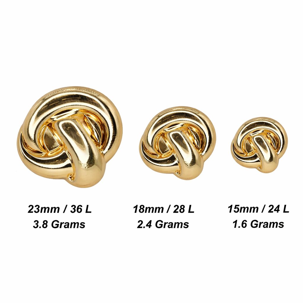 Knotted Design Metal Buttons | 15mm(24L), 18mm(28L) & 23mm(36L)