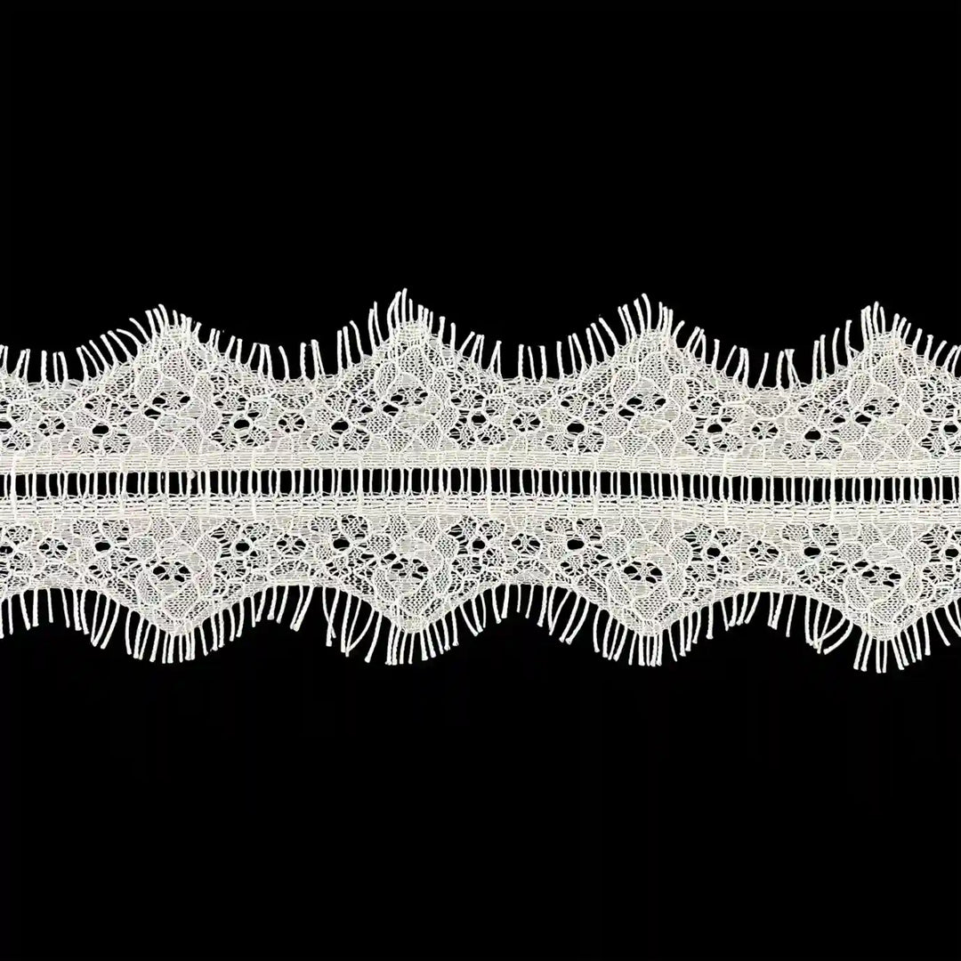ANI Accessories ladder white French lace (Chantilly lace) trim, 7 cm wide, with eyelash edges