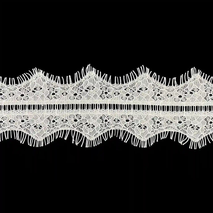 ANI Accessories ladder white French lace (Chantilly lace) trim, 7 cm wide, with eyelash edges
