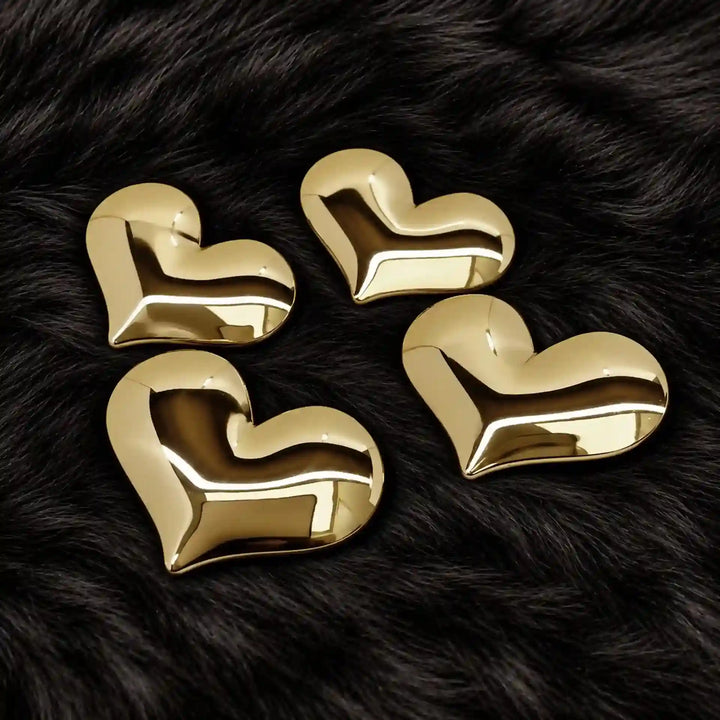 ANI Accessories large gold heart metal buttons on black fur 