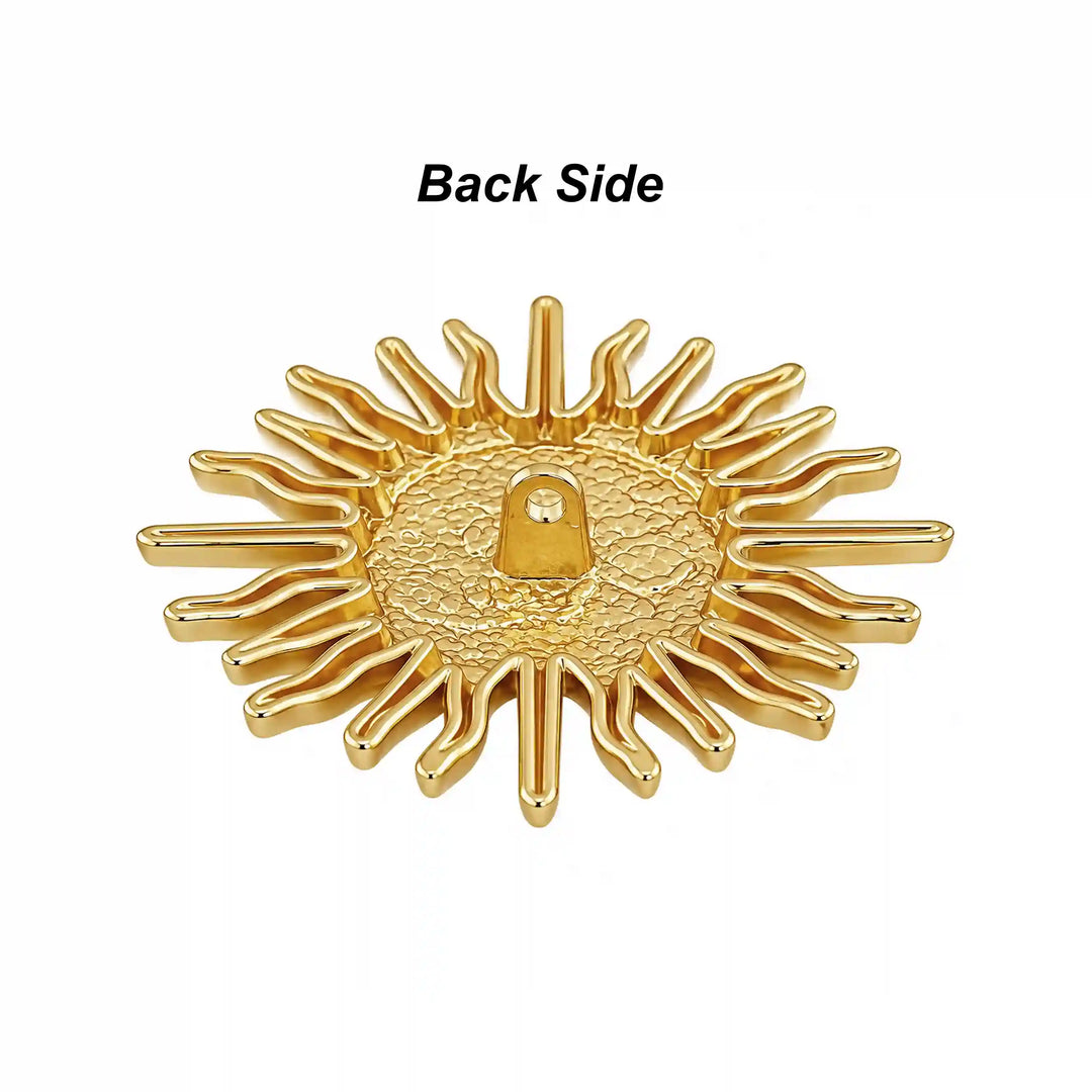 ANI Accessories large gold shank button back side with metal loop with white color background 
