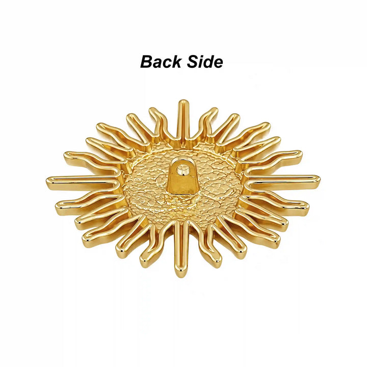 ANI Accessories large gold shank button back side with metal loop with white color background 