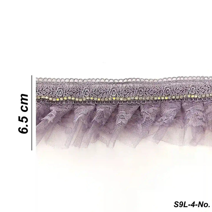 ANI Accessories lavender fringe lace size chart showing 6.5 cm width with white color background 