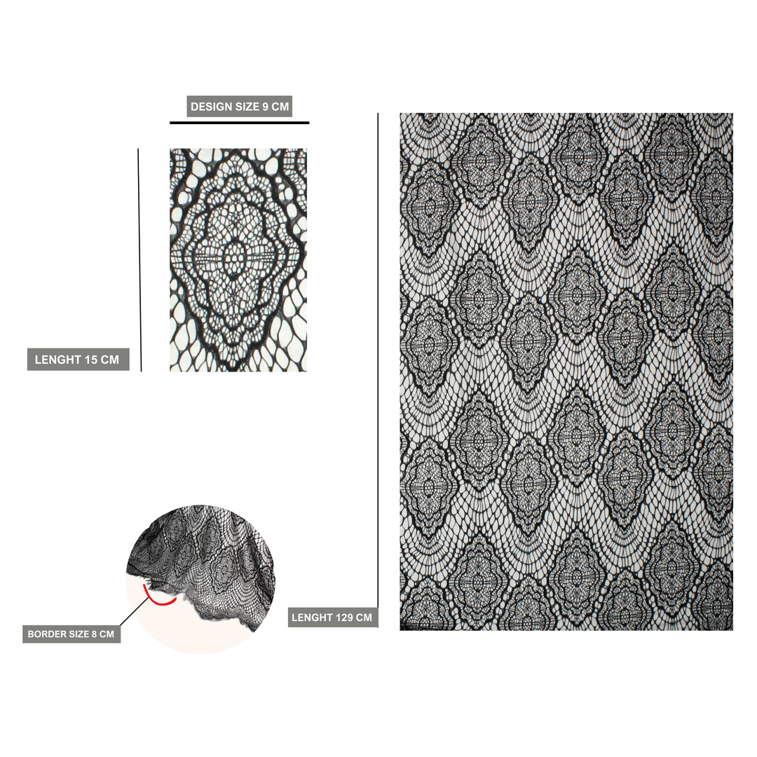 3 Meters Length & 60 Inches Width | Chantilly Lace Fabric
