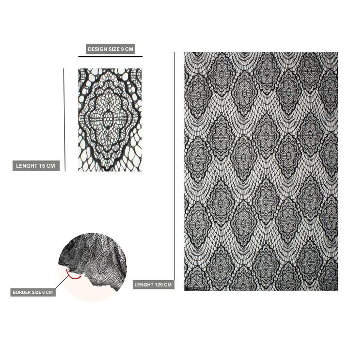 3 Meters Length & 60 Inches Width | Chantilly Lace Fabric