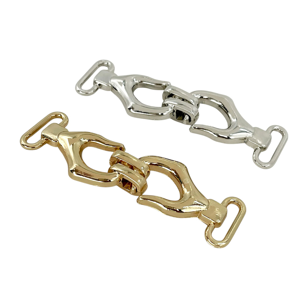 ANI Accessories gold and silver metal buckle for belt, angled view 