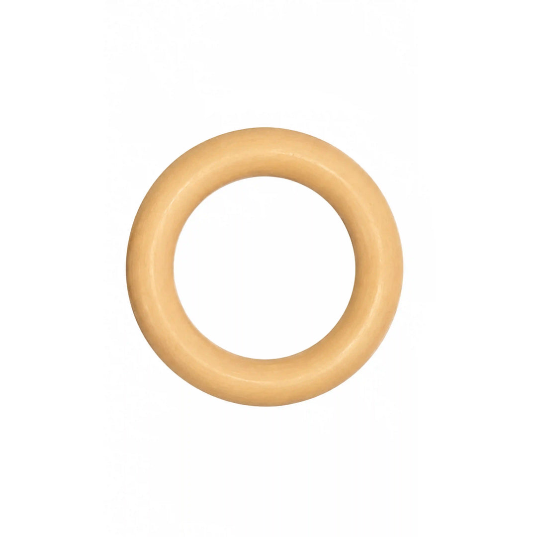 ANI Accessories natural light wood O-ring buckle with smooth rounded profile, front view on white background 