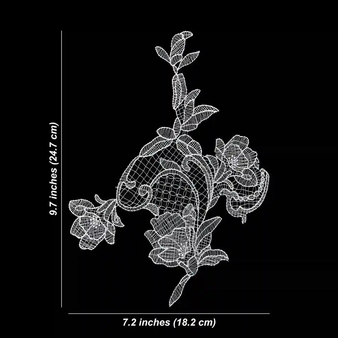 ANI Accessories paisley flower patch size: 9.7 inches long and 7.2 inches wide with Black color background 