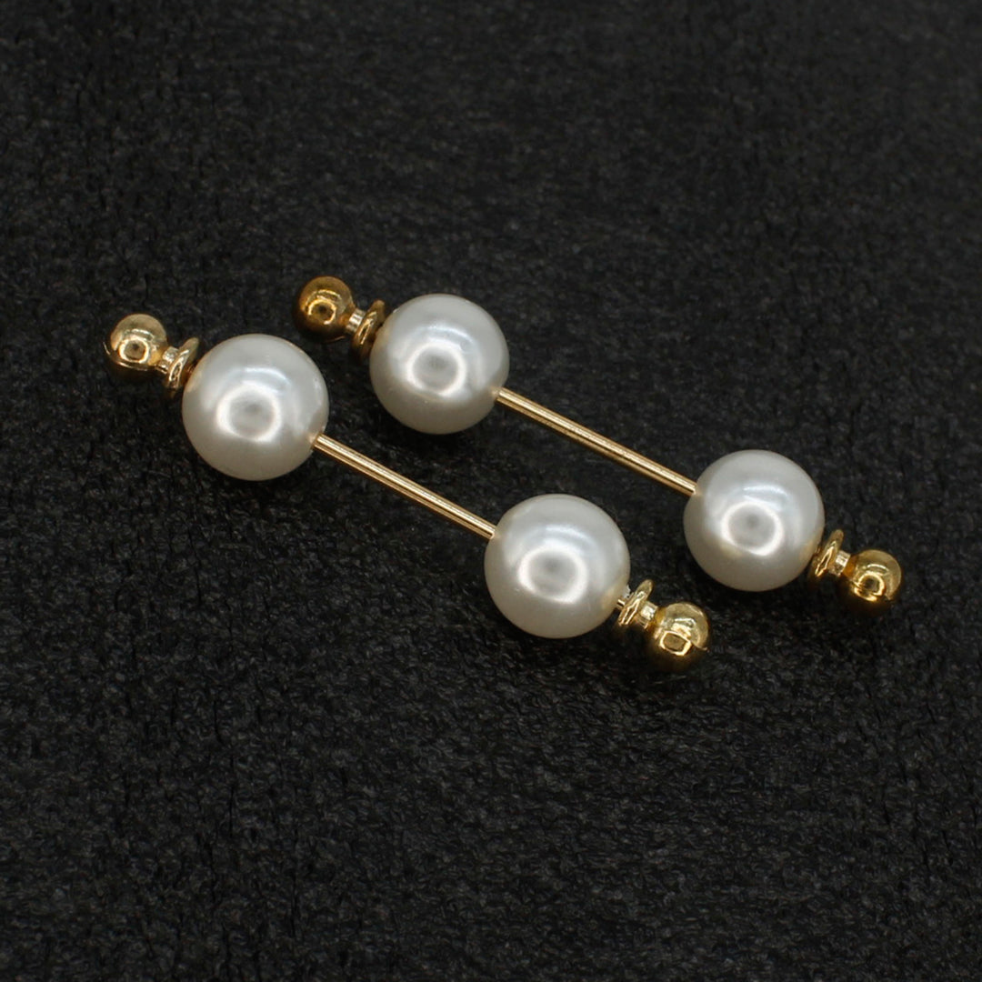 Elegant Ani Accessories Pearl Bar Brooches for Women featuring four lustrous pearls on a gold bar