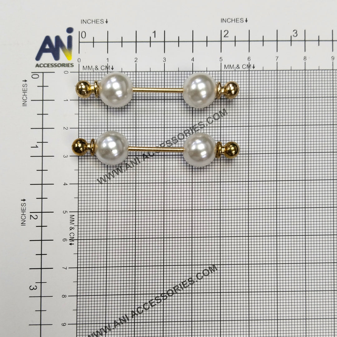 Elegant Ani Accessories Pearl Bar Brooches for Women with Classic Design and Gold Accents