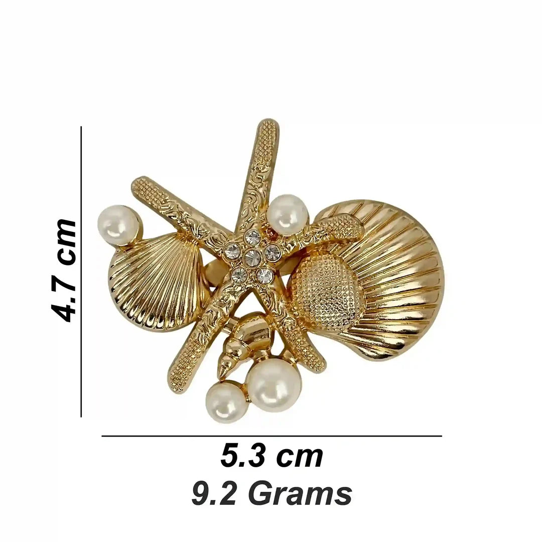 ANI Accessories pearl starfish brooch size chart: 5.3 x 4.7 cm, 9.2 grams 