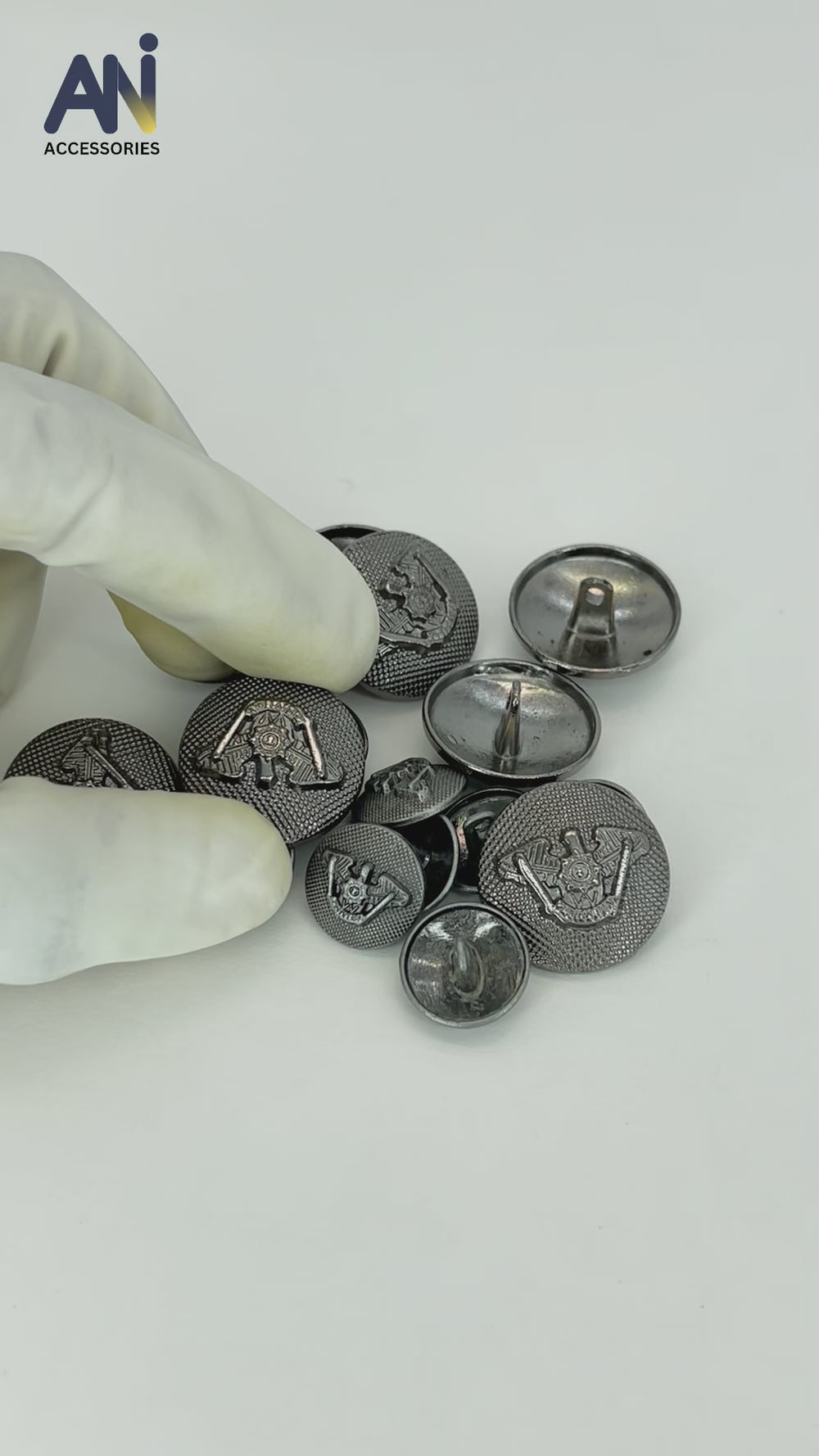 Silver finish metal buttons by Ani Accessories