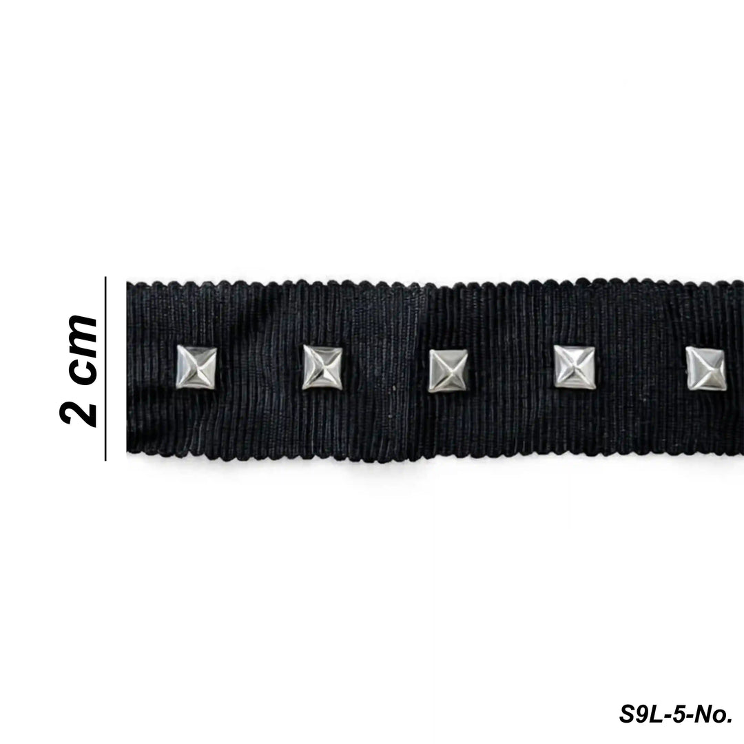ANI Accessories pyramid stud ribbon size chart showing 2 cm width with white color background 